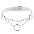 thumbnail image 1 of Gargantilla circular de metal de PU blanco para mujeres a la moda, 1 of 1