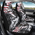 thumbnail image 2 of Jeiento Wolf Car Seat Covers Front Seats Only Vehicle Bucket Seat Cover American Flag Interior Auto Accessory Universal Fit Easy to Install Stretch Polyester Fabric Cover 4Th of July Decor, 2 of 7