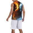 thumbnail image 2 of Xecao Red And Blue Fire Skull Warrior print basketball shirt for both men and women, a unisex basketball jersey perfect for theme parties-X-Large, 2 of 6