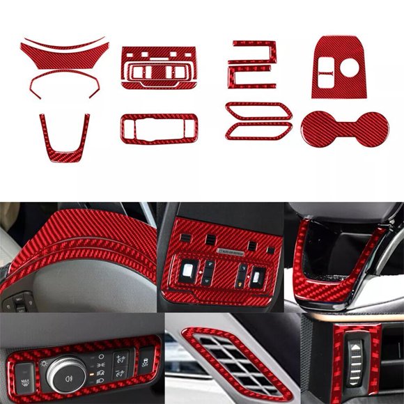 16Pcs Red Carbon Fiber Full Interior Set Cover for Ford for Mustang Mach-E 2021-2022