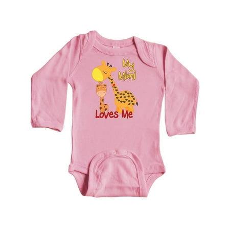 

Inktastic My Mimi Loves Me Giraffe Gift Baby Boy or Baby Girl Long Sleeve Bodysuit