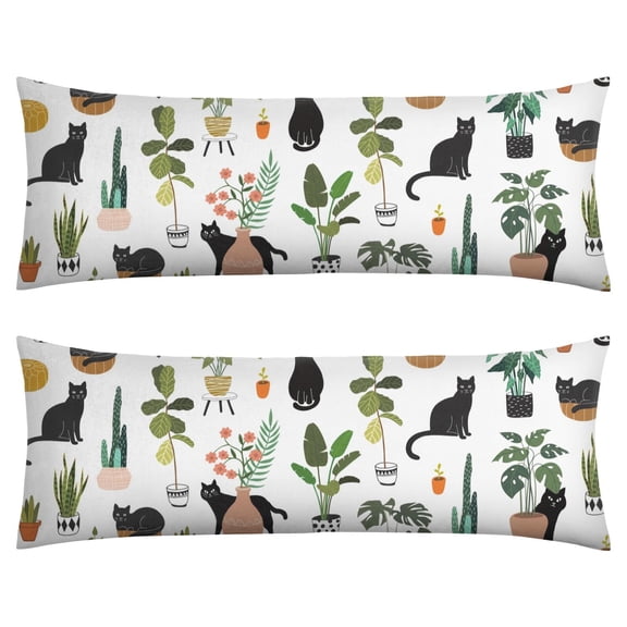 Long Body Pillow Cover – Soft & Breathable, Hidden Zipper, 20"x54", Cute Cat & Paw Print – Perfect Gift for Cat Lovers, Side Sleepers, Pregnancy Support, Pet-Themed Decor