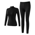thumbnail image 2 of gbyLJF Womens Thermal Underwear Set Turtleneck Tops with Chest Pads and Long Johns 2 Piece Solid Color Cold Weather Shirts Leggings, 2 of 5