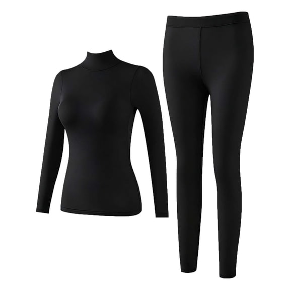 2 Pacs Womens Crew Neck Long Sleeve T Shirts Slim Fitted Shirts Tight Neck T Shirts Thermal Warm Winter Tights Weather Base Layer Bottoms High Waisted Yoga Pants 2 Pieces Sets