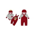 thumbnail image 2 of Spewahor Infant Baby Boys Girls Christmas Clothes Set 0 3 6 9 12 18 Months Stripe Print Long Sleeve Romper Gingerbread Man Embroidery Overall Pants and Hat 3Pcs Outfit, 2 of 9