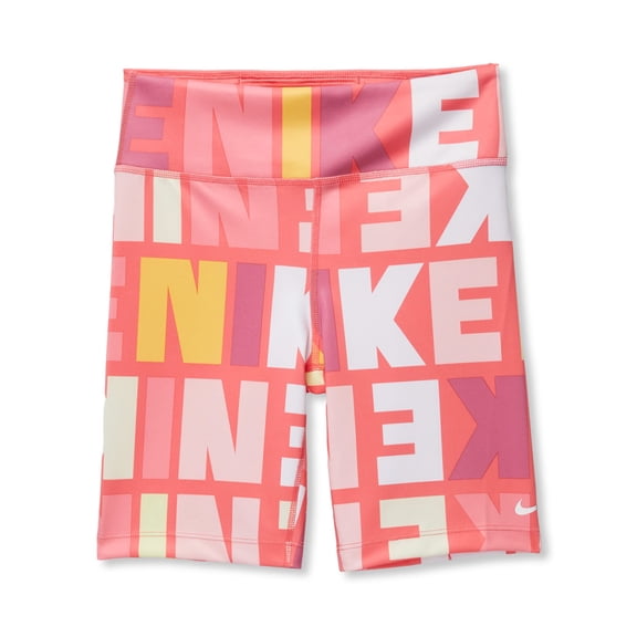 Nike Dri-Fit One Bike Shorts (Little Kids/FBig Kids) (Kids, Sea Coral/White, L (14-16 Big Kid))