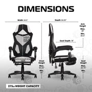Gamer Gear Gaming Office Chair with Extendable Leg Rest, White and Black Fabric Upholstery