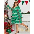 thumbnail image 7 of Flowy Skirt Tunic Dress with Long Sleeves for Plus Size Women - Halloween Bat Theme, Christmas Tree, 2XL, 7 of 7