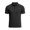 thumbnail image 5 of hoksml Men's Polyester Fabric Short Sleeve Collared Shirt, Snap Button Placket Side Seam Detail Slim Fit Solid Casual Golf Daily Top, 5 of 8