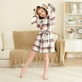 thumbnail image 3 of FORMRS Niños Bathrobe Unisex Hooded Robe Soft Plush Pajamas Sleepwear, Size 2-3T, Red Tartan, 3 of 7