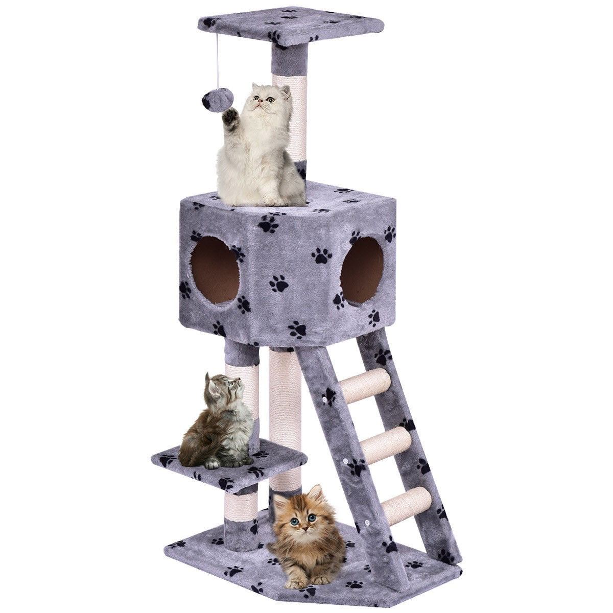 52"In/Outdoor Tower Condo Furniture Scratching Ladder Pet Cat Tree Toy Exquisite 