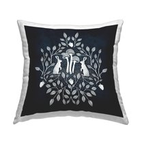 Stupell Industries Rabbits & Leaves on Blue Decorative Printed Throw Pillow Design by Katie O'Shea .