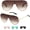 Brown Gradient, variant on Y2k Shield Sungalsses for Women & Men, UV400 Protection Rimless Aviator Shades with Box & Travel Case