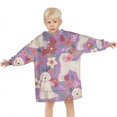 thumbnail image 3 of Goldendoodle Dog and Flower Floral Blanket Hoodies for Kids 6-13YR Oversize Wearable Blanket Hoodies for Boys Girls Teens, 3 of 7