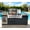 Black+85'', variant on 82" Modular Outdoor Kitchen Island with 6-Burner 85,000 BTU Stainless Steel Propane Grill, Rotisserie, Refrigerator, Sink & Granite Countertop