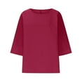 thumbnail image 5 of Otntypg Women's Oversized T Shirts Casual Short Sleeve Crewneck Loose Fit Tops Plus Size Summer Basic Solid Color Tunic Tee Dressy Blouses Wine M, 5 of 5
