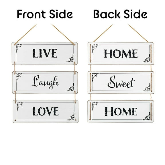 Tx USA Corporation 3 Panels White Reversible Hanging Wood Wall Sign Decor - White
