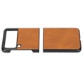 thumbnail image 4 of Funda rígida de cuero para teléfono móvil Samsung Galaxy Z Flip 3, a prueba de golpes y antiarañazos, color marrón, 4 of 5
