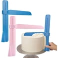 thumbnail image 1 of Nivelador de pasteles ajustable, herramientas para el tratamiento de superficies de pasteles, 2 piezas (azul + rosa), 1 of 5