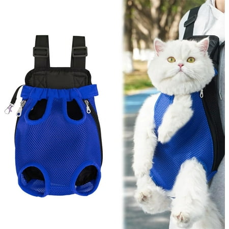 Furry Pawsy Cat Carrier  Cat Carrier Bag with Leg Holes  Pet Dog Front Chest Carriers Backpacks  Dog Cat Backpack Carrier for Hiking Cycling  Shoulder Straps Adjustable (XL Dark Blue)
