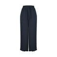 thumbnail image 2 of Sinpiling Plus Size Pants for Women S-5X Drawstring Elastic Waist Straight Wide Leg Trousers Ladies Casual Loose Lace Splice Bottom Solid Comfort Loungewear Pant Christmas Outfits, 2 of 6