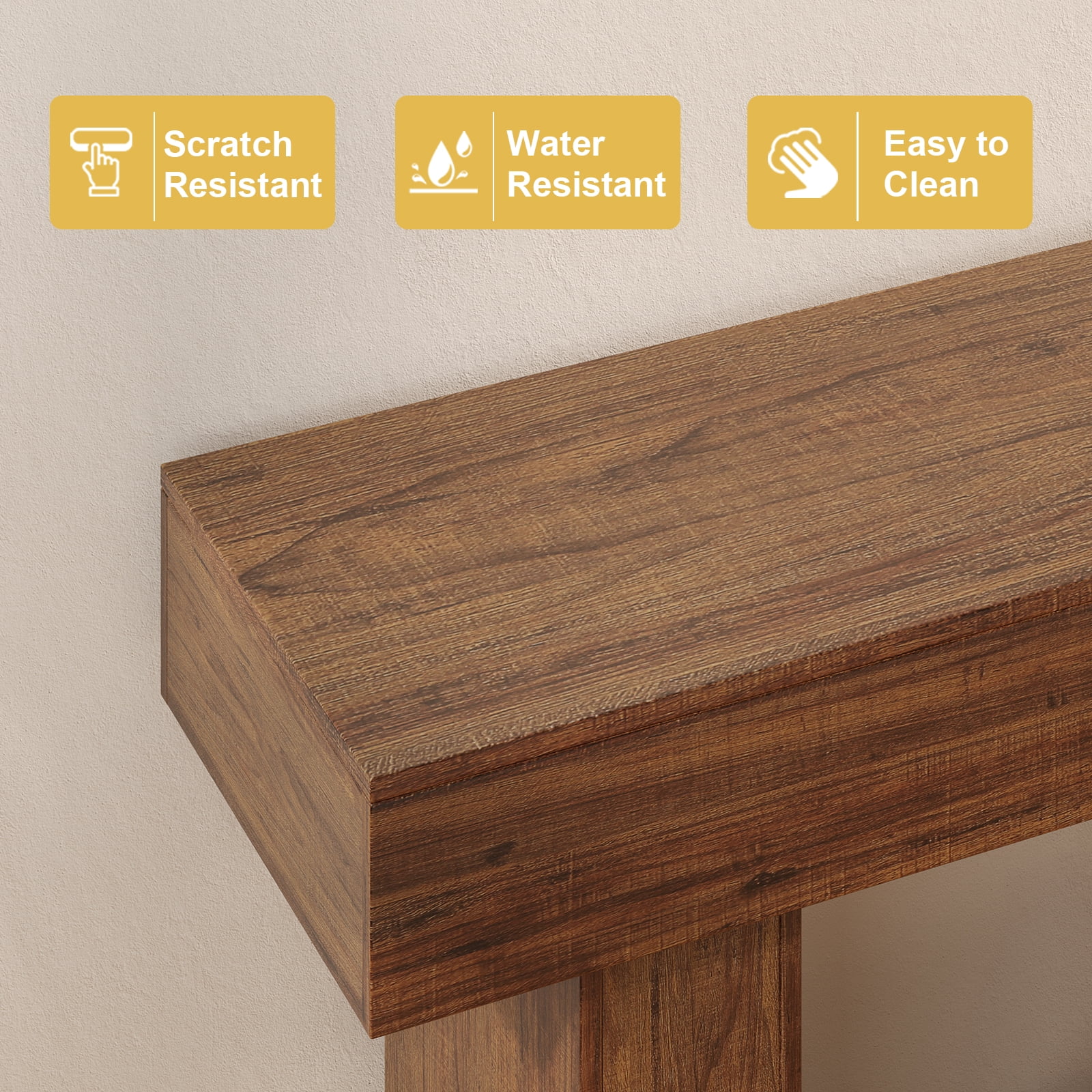 Tarnorci Wooden Console Table,  Behind the Couch, Farmhouse Entryway Table for Hallway, Living Room, Brown