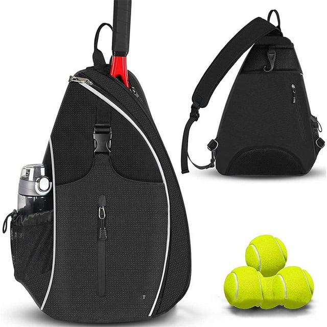 Fiudx Bolsa para Raqueta de Bádminton, Mochila de Tenis de Gran Capacidad, Bandolera Ajustable con Correa de Hombro, Bolsillo con Cremallera Antirrobo, Ideal para Entrenamiento Deportivo Al Aire Libr