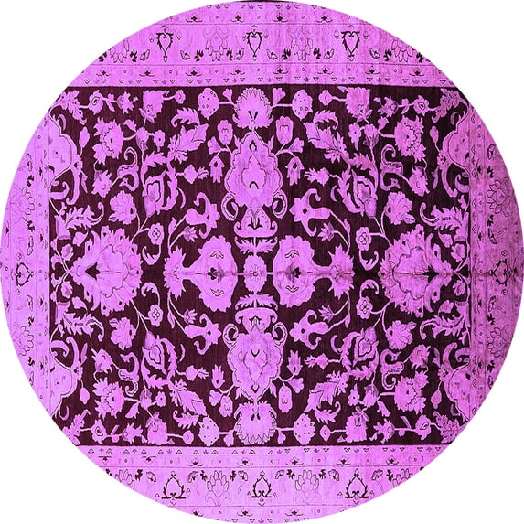 Ahgly Company Indoor Round Oriental Purple Traditional Area Rugs, 8' Round
