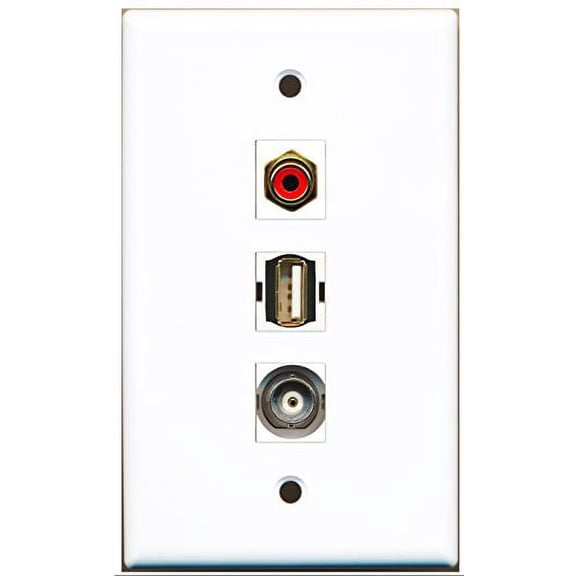 RiteAV - 1 Port RCA Red and 1 Port USB A-A and 1 Port BNC Wall Plate