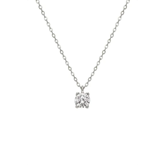 Sterling Silver .5 ctw Moissanite Solitaire Necklace