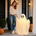 thumbnail image 3 of Kdkad Halloween Light Up Ghost Decor, 33 In Spooky Cute Standing Ghost, Halloween Decorations for Front Door Porch Yard Tree, Indoor Party Room Decor, 3 of 8