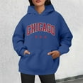 thumbnail image 2 of Bibifish Hoodies For Women Chicago City Print Fall Preppy Hoodies Long Sleeve Drawstring Female Sports Outwears With Pocket, 2 of 4