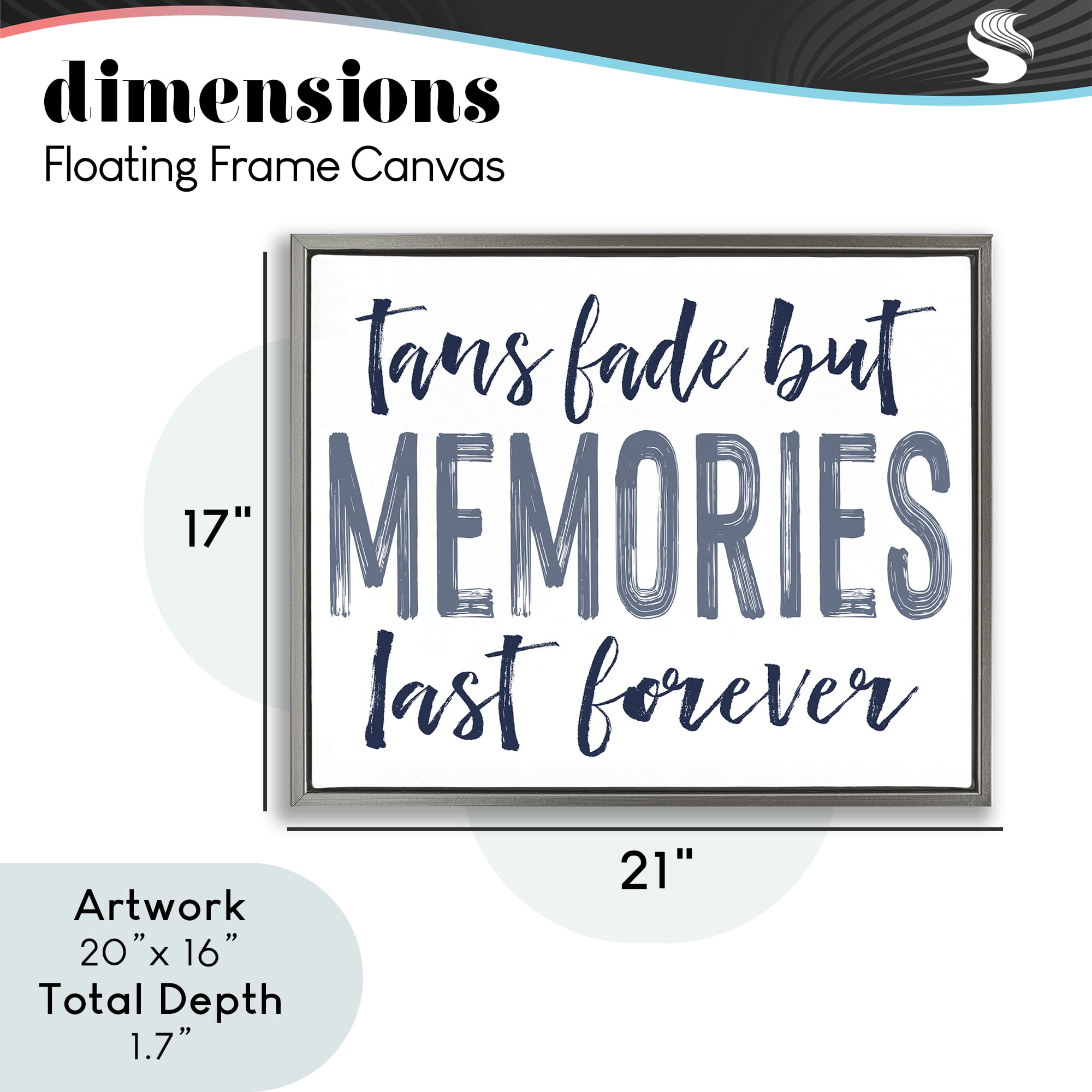 Summer Memories Last Forever Gray Framed Floater Canvas Wall Art, design by Lettered and Lined