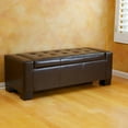 thumbnail image 2 of Noble House Jamestown Contemporary Tufted Bonded Leather Storage Ottoman Bench, Brown, 2 of 4