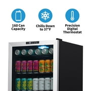Newair 160 Can Freestanding Beverage Fridge in Stainless Steel - NBC160SS00