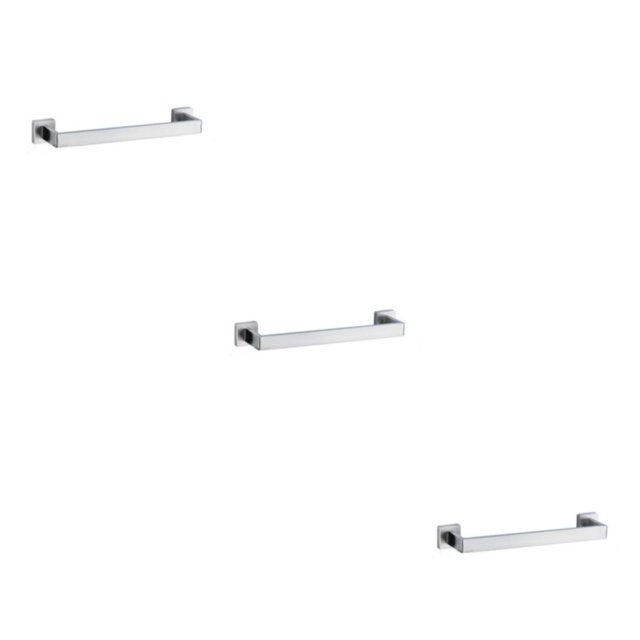 stanreset 1/2/3/5 Bathroom Hardware Set Stainless Steel Towel Bar Ring Paper Holder Multifunction Robe Hook Modern Style Rack Kit Silver bar 3PCS
