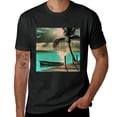 thumbnail image 2 of Wuche  Beach Palm Tree Island Tropical Scenery Natural, Shirt Design Art Exhibition, T-shirt Children's Gift Leisure Breathable Men, Women, Boys and Girls Black, 2 of 4