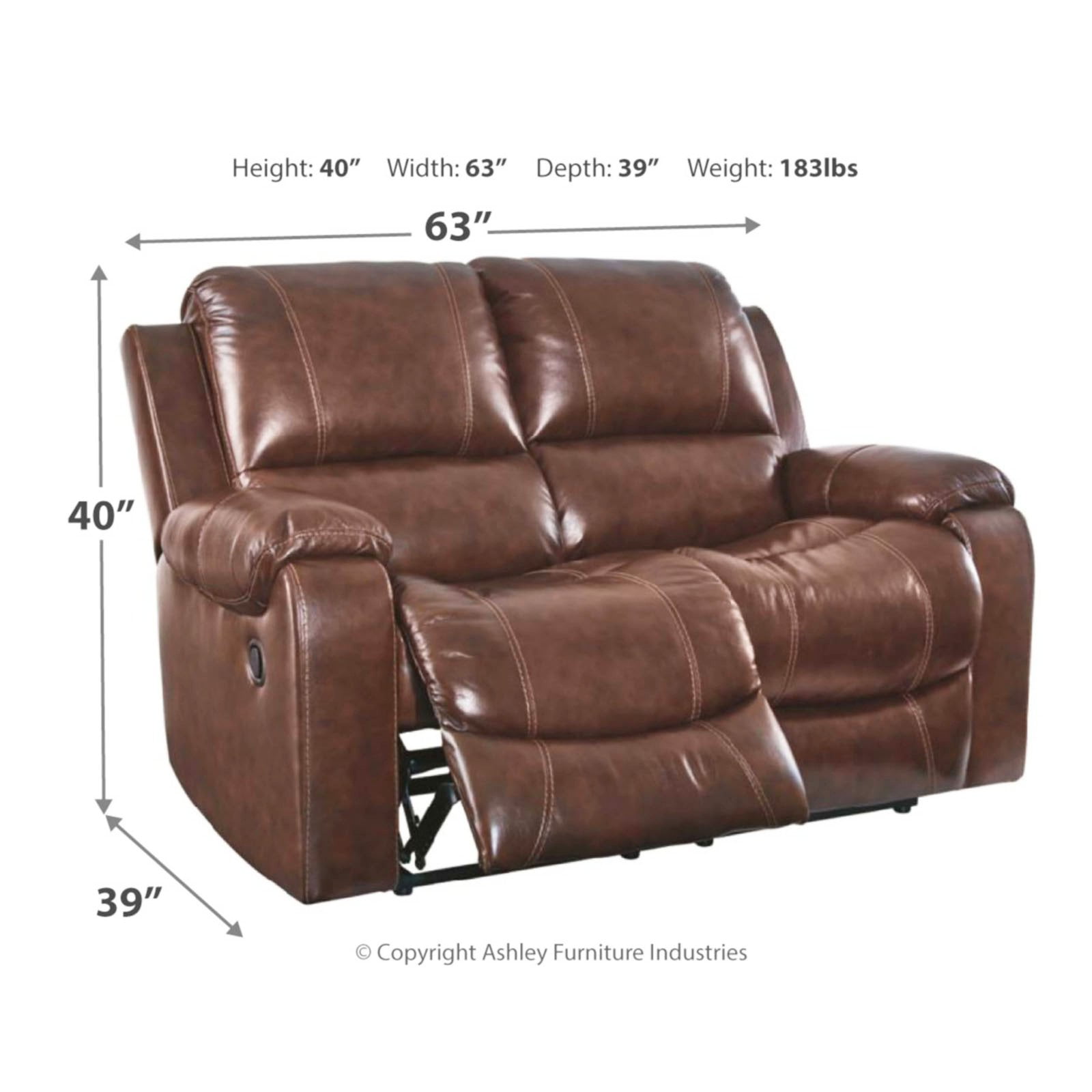 Ashley Furniture Rackingburg Leather Reclining Loveseat In