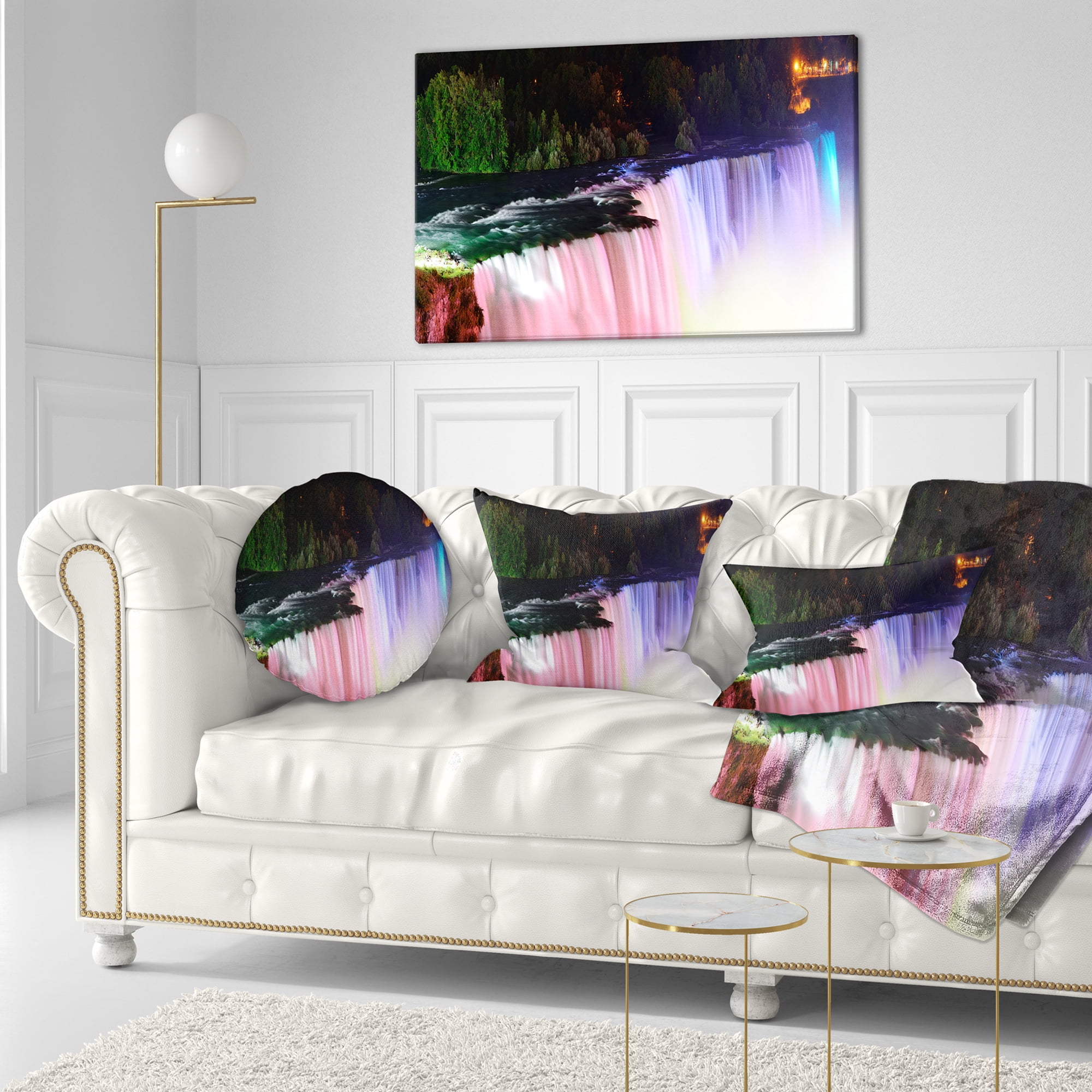 Designart Colorful Niagara Falls Panorama - Abstract Throw Pillow - 12x20