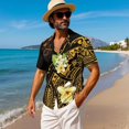 thumbnail image 4 of KUIFORTI Couple Matching Outfits Matching Vacation Outfits for Couples Soft and Comfortable Casual Beach Vacation Party Shirt Suitable for Everyday Casual Wear Polynesian Tribal Plumeria, 4 of 7