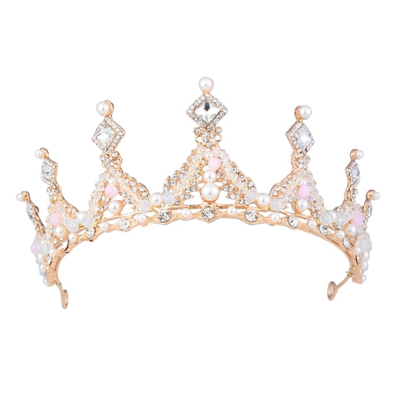 PBPBOX Golden Crystal Alloy Crown Headband Luxury Princess Style Party Hair Accessory