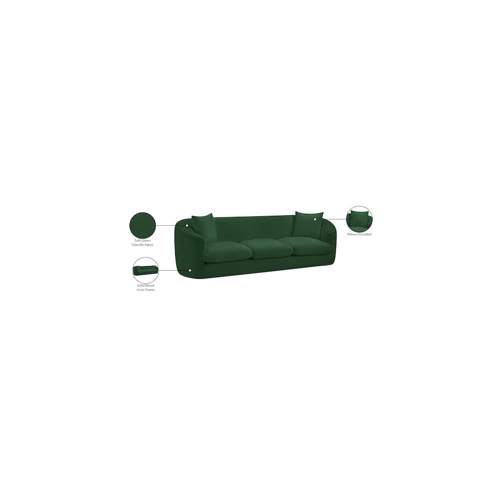 Meridian Furniture Penelope Green Chenille Fabric Sofa