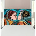 thumbnail image 1 of Love Headboard, Space Man and Woman Astronauts Kissing Science Cosmos Couple Pop Art Design Print, Upholstered Decorative Metal Bed Headboard with Memory Foam, Twin Size, Multicolor, by Ambesonne, 1 of 4