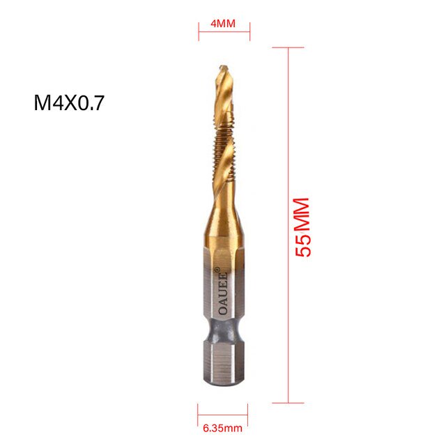 1/2/3/6 uds, broca de taladro para grifo, vástago hexagonal, tornillo HSS chapado en titanio, broca de rosca, máquina de tornillo, grifo compuesto M3, M4, M5, M6, M8, M10, herramientas manuales Tan Jianjun unisex