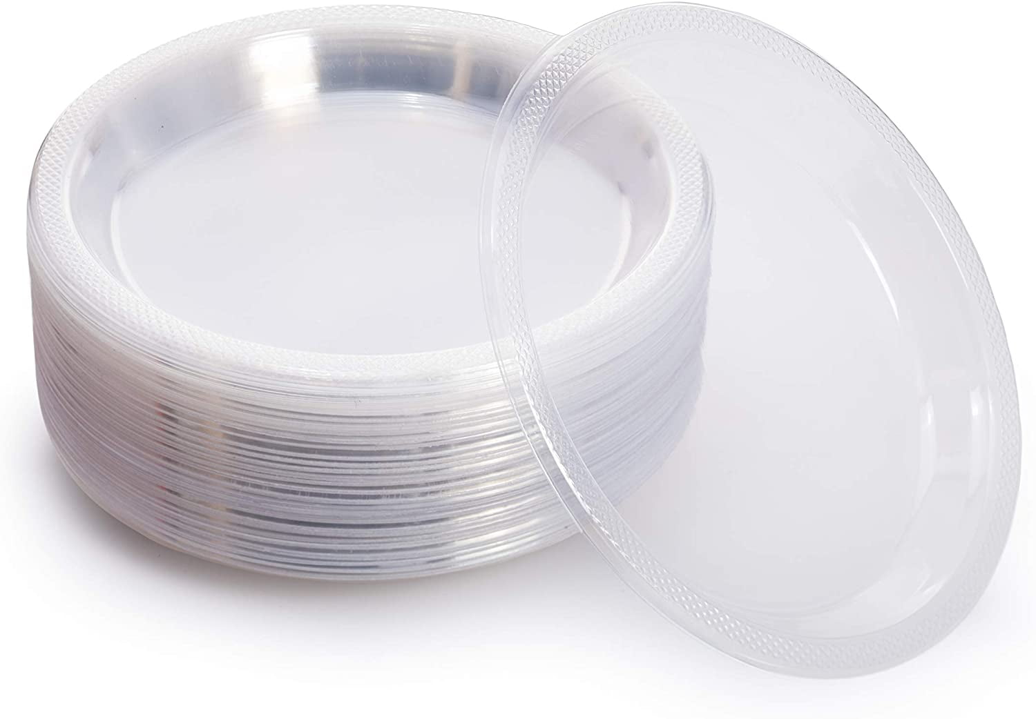 Plasticpro 7 inch Premium Crystal Clear Disposable Plastic Party Plate Pack of 80