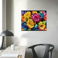 thumbnail image 4 of COMIO  Canvas Wall Art, Colorful Rainbow Roses Flower Picture Framed Paintings Print on Canvas Artwork for Bedroom Living Room Home Office Decoration, 4 of 5
