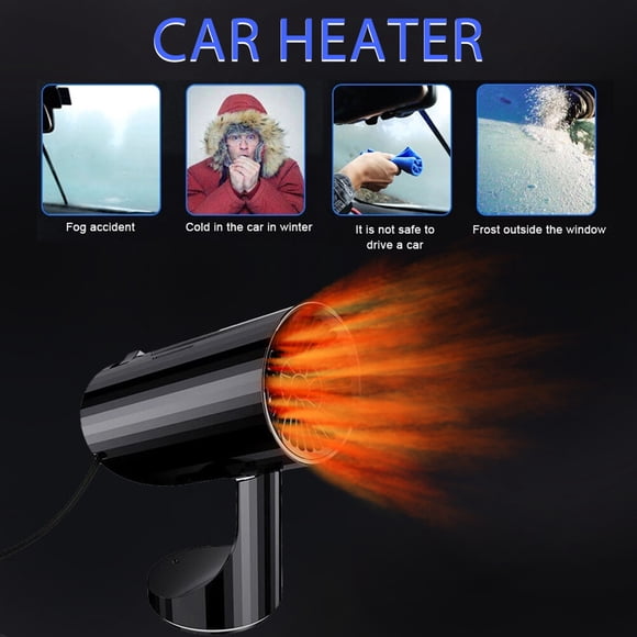 Car Heater 2 in 1 Car Heating Cooling Cooling Fan Fan Windshield Defogger Defroster 12V/24V 360° Rotation Auto Heating Fan