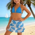 thumbnail image 7 of Tisuna 3 Pieces Swimwear For Girls Child Solid Color Halter Bikini Set With Floral Print Skirt Swimsuit Cute Stylish Girls Summer Beach Seaside Bathing Suit Blue Size 15-16 Years, 7 of 7