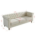 thumbnail image 4 of 3 Seater Chesterfield Button Tufted Velvet Sofa, Wide Upholstered Couch with Rolled Arms Removable Cushions Metal Legs for Living Room Office Apartment, 4 of 11