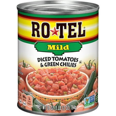 - RO*TEL Mild Diced Tomatoes and Green Chilies, 28 Ounce